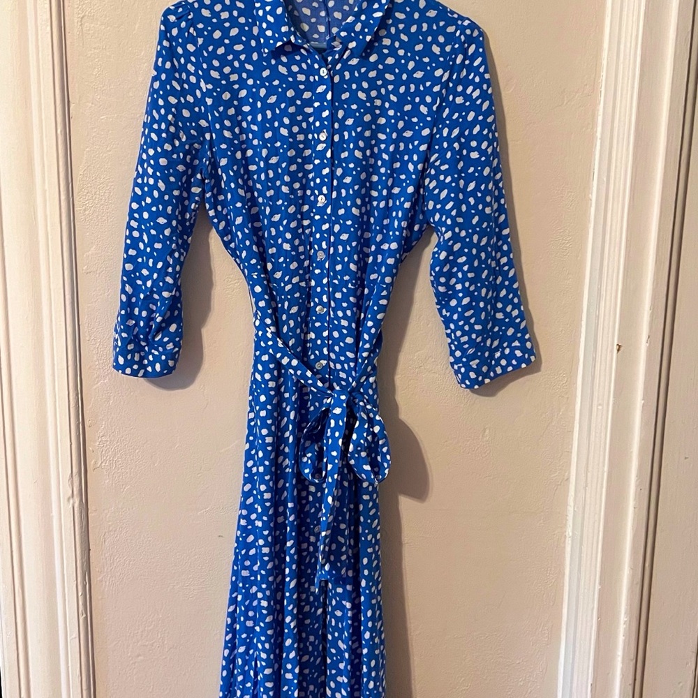 Zara, size medium, blue with white dot dress